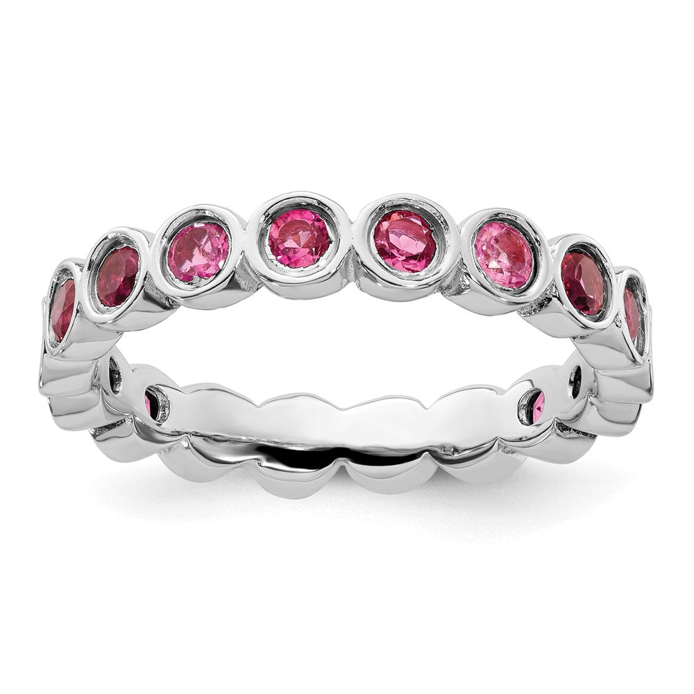 Sterling Silver Stackable Expressions Pink Tourmaline Ring Size -10
