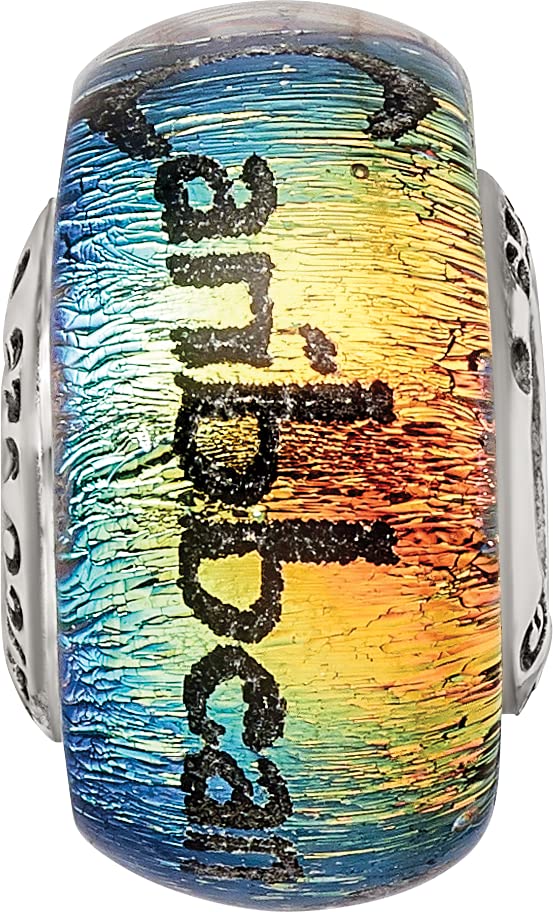 Sterling Silver Reflections Caribbean Orange Dichroic Glass Bead