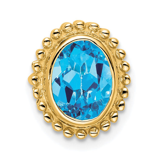 14k Oval Blue Topaz Chain Slide