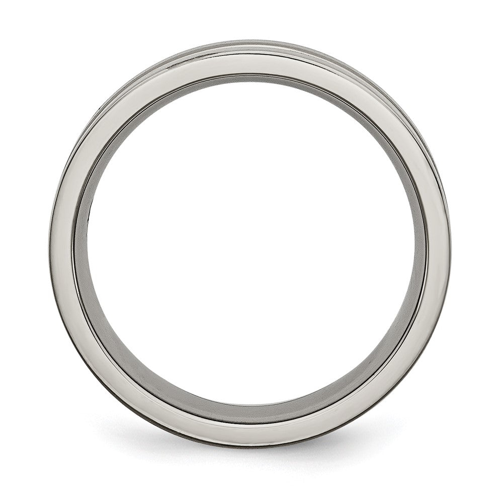 Titanium Brushed and Polished 6mm Grooved Band Size - 8.5