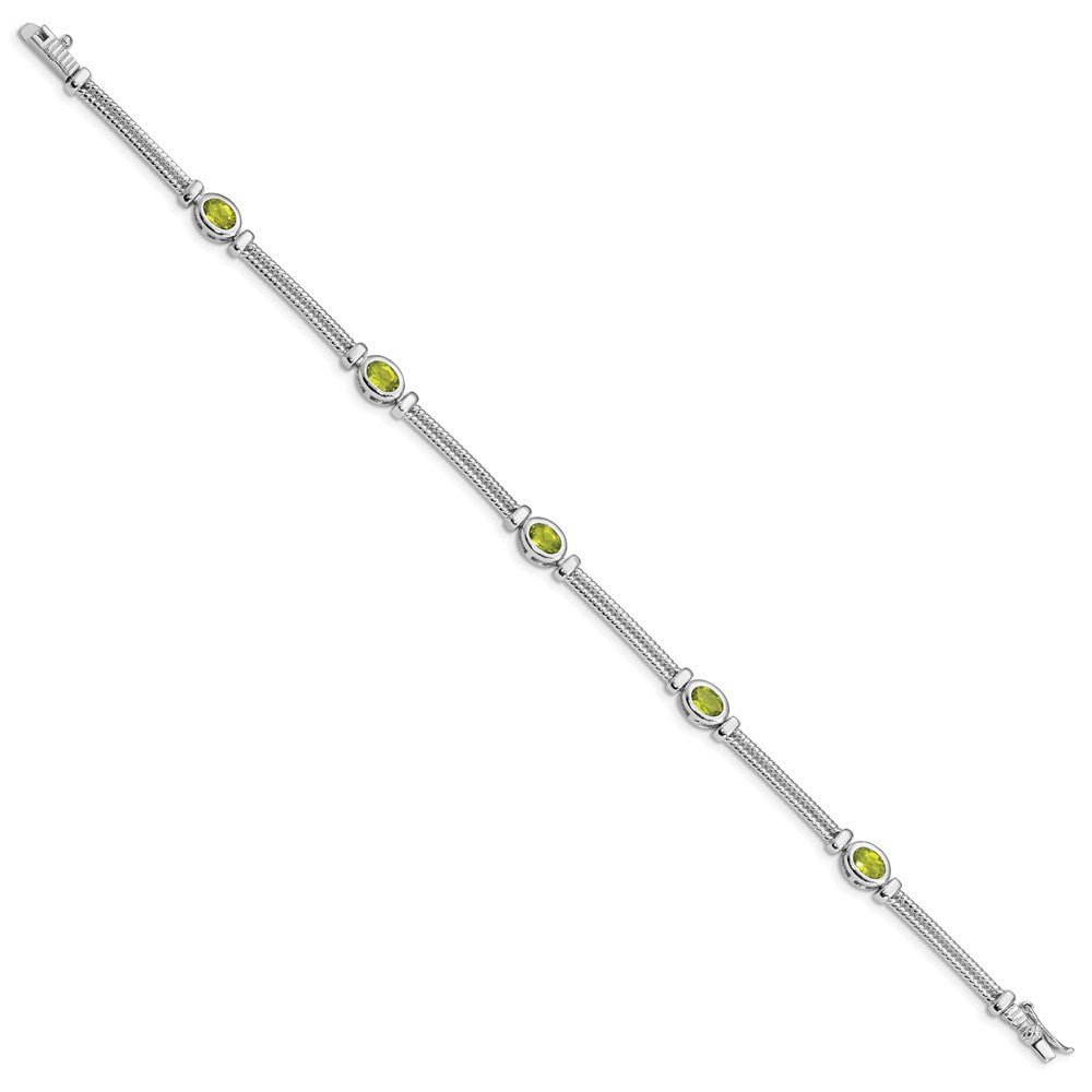 Sterling Silver Rhodium-plated Peridot Bracelet 8 inches