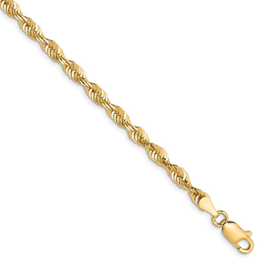 10K 3.5mm Diamond-Cut Lightweight Rope Chain 8  inches