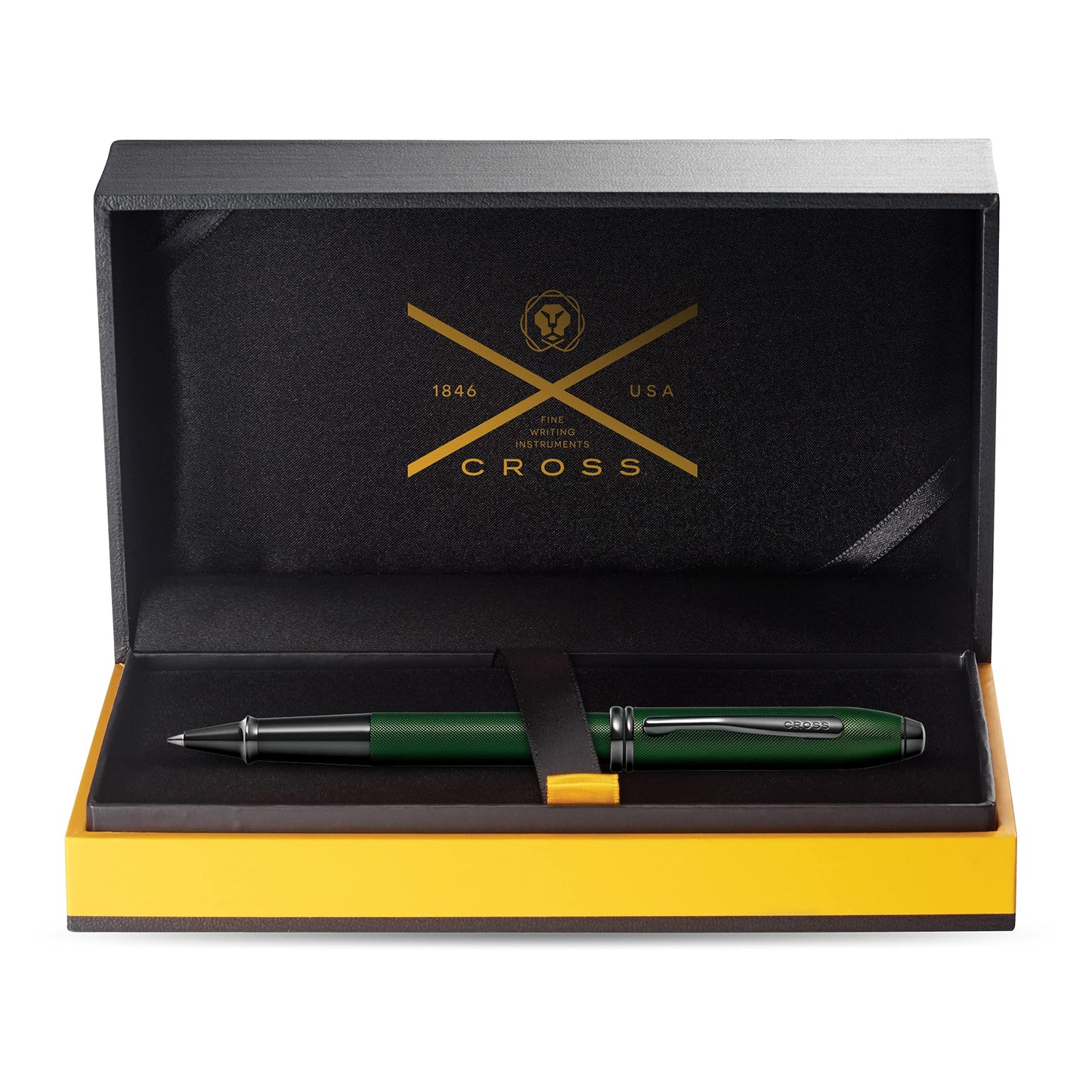 Cross Townsend Midnight Green Micro Knurled and Sandblasted Matte Black PVD w/Matte Black PVD Appointmen's Selectip Rollerball Pen