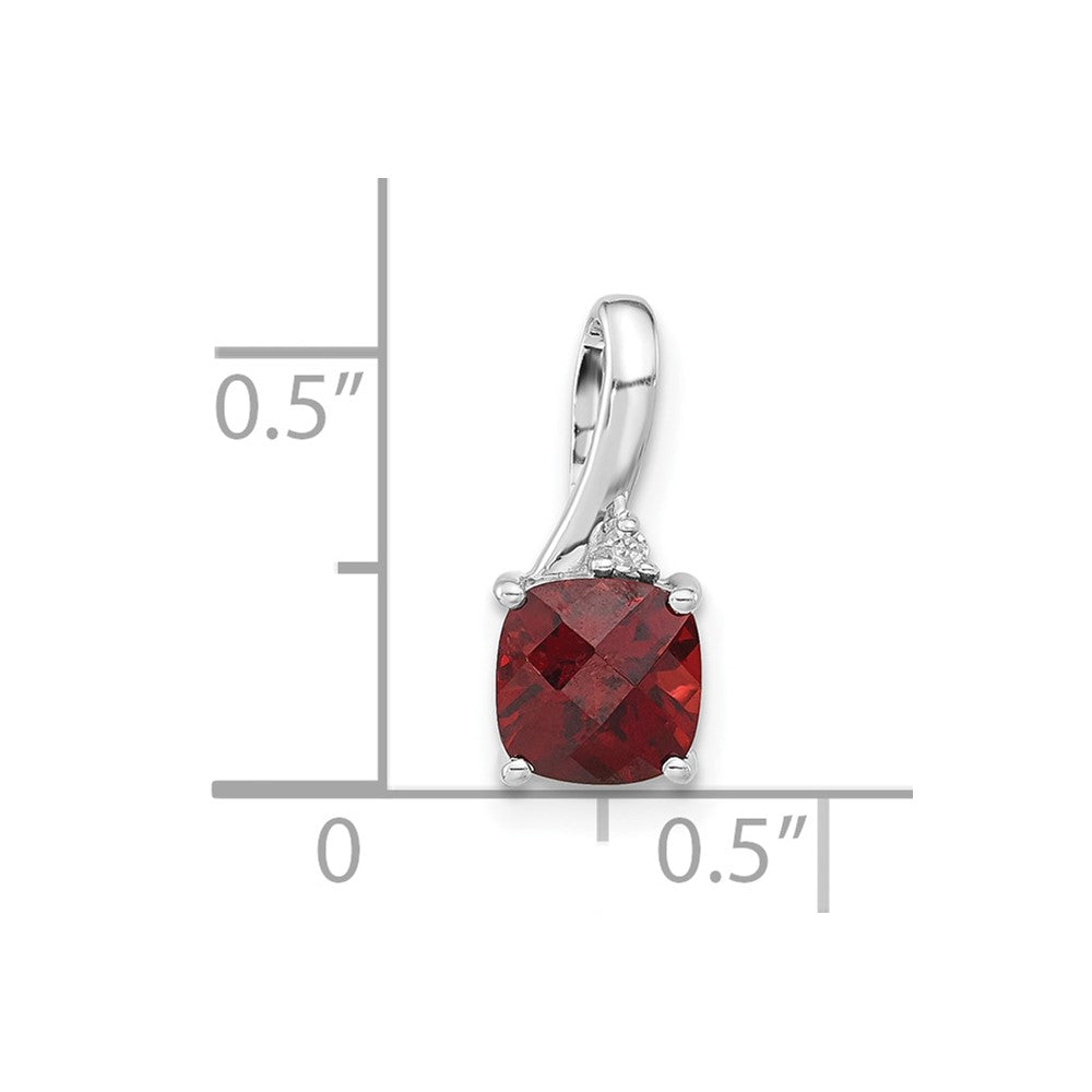 10k White Gold Checkerboard Garnet & Diamond Chain Slide