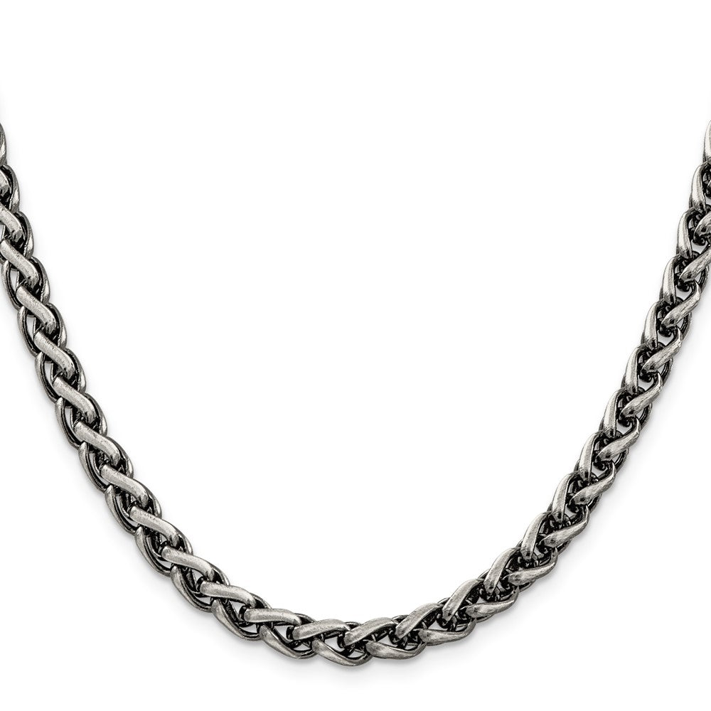 Sterling Silver Antiqued 6mm Round Spiga Chain 20 Inches
