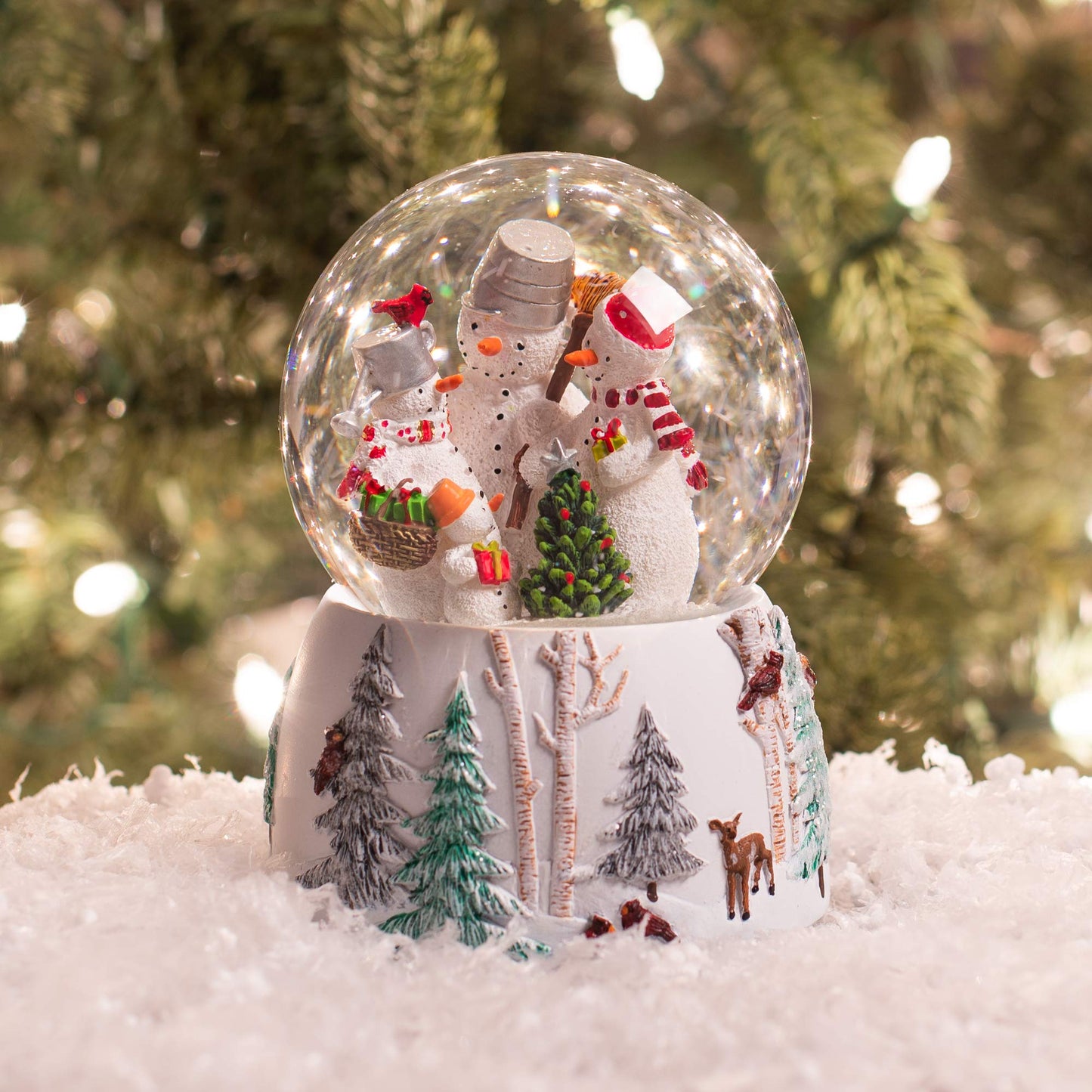 Roman 5.75" Snowman Family 100mm Dome Wind Up Glitterdome