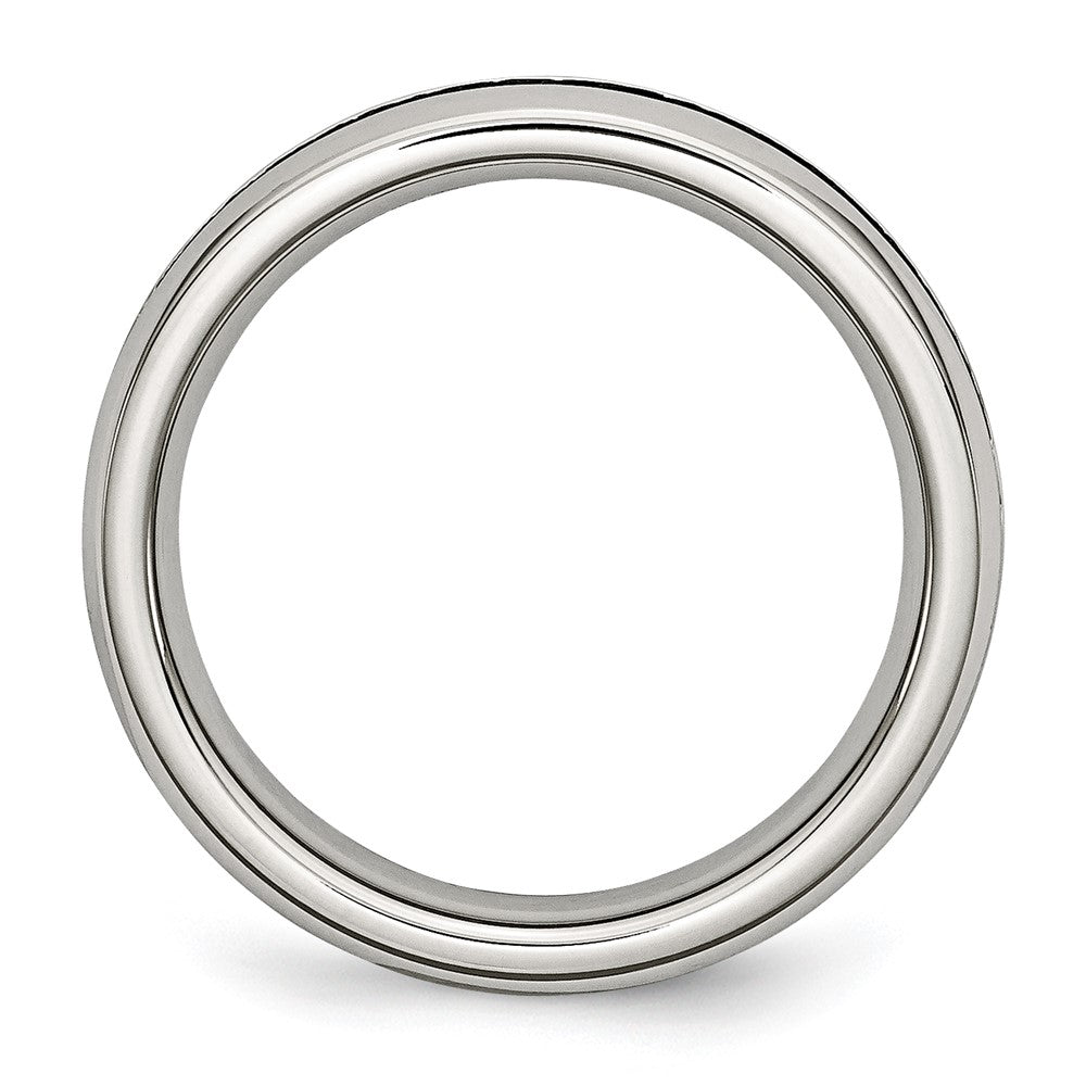 Stainless Steel Polished 4mm Black CZ Ring Size - 6