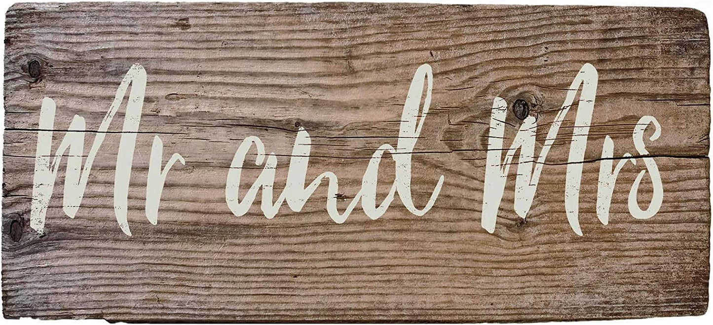 Rustic "Mr & Mrs" Wedding Wooden Boxed Sign (7" X 16" - Plank)