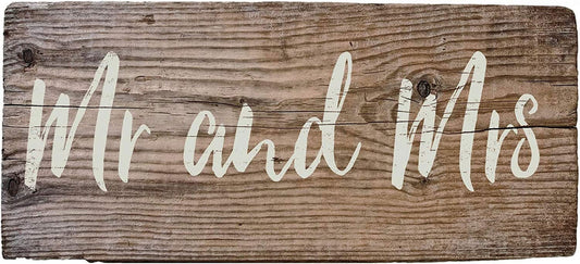 Rustic "Mr & Mrs" Wedding Wooden Boxed Sign (7" X 16" - Plank)