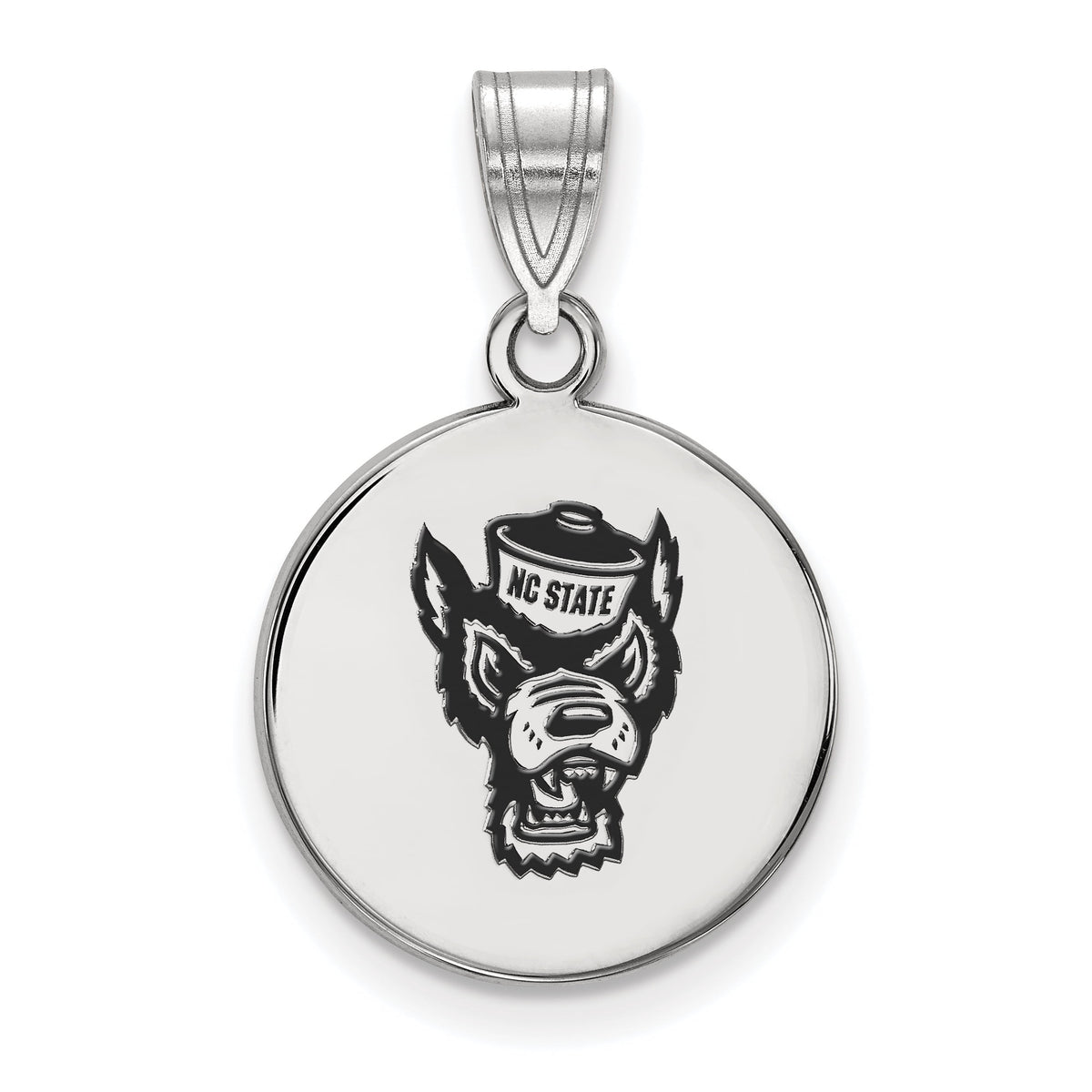 Beautiful SS Rh-p LogoArt North Carolina State U Medium Enamel Disc Pendant