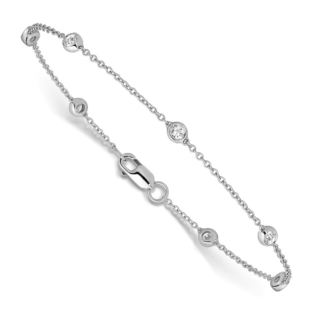 True Origin 14k White Gold 3/8 carat Lab Grown Diamond VS DEF Seven Station 7 inch Bracelet