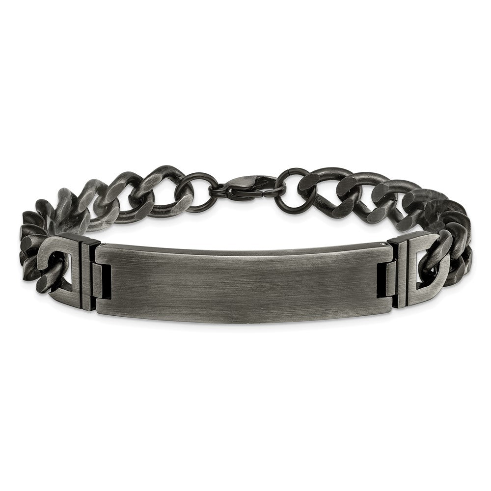 Stainless Steel Brushed Antiqued White Bronze Plated 8.75in ID Bracelet 8.75 inches