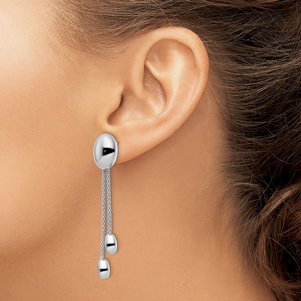 Sterling Silver Rhod-plated Polished Post Dangle Earrings