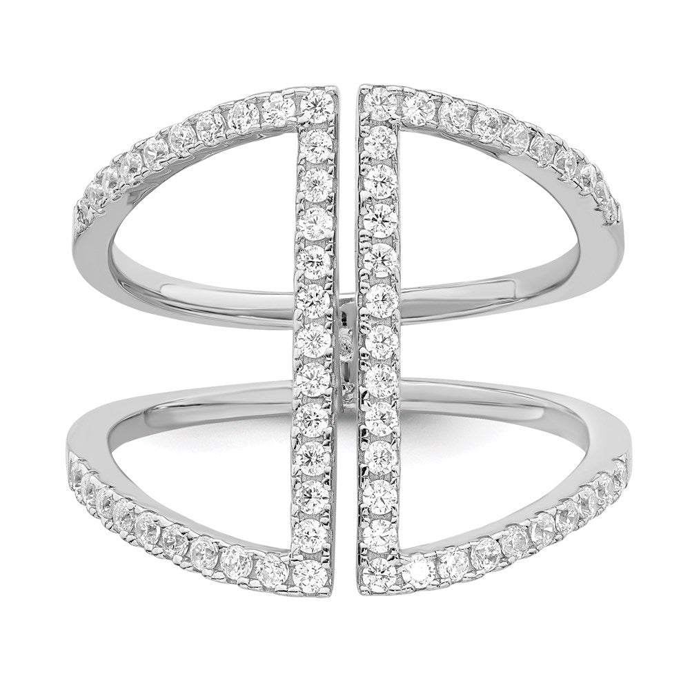 Brilliant Embers Sterling Silver Rhodium-plated 62 Stone Micro Pav‚ CZ Ring
