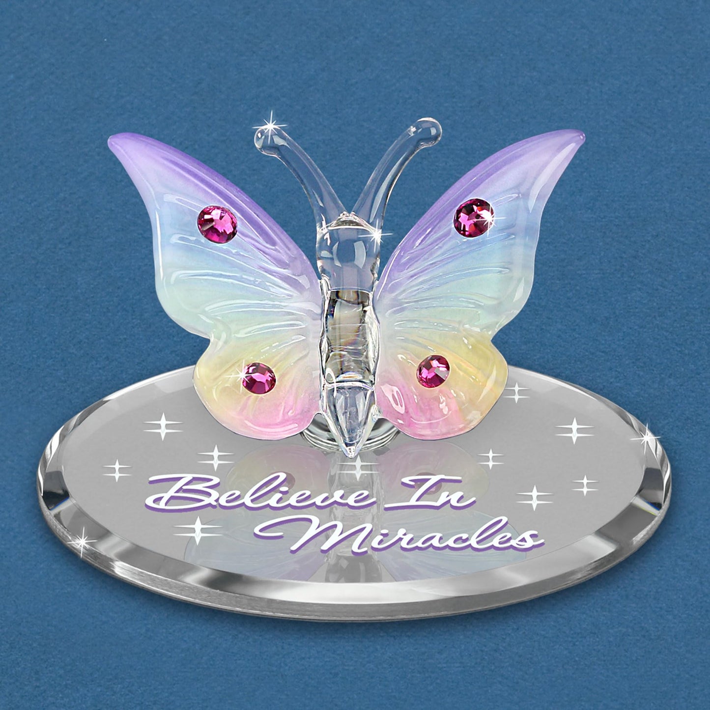 Glass Baron Crystal Butterfly "Believe in Miracles"