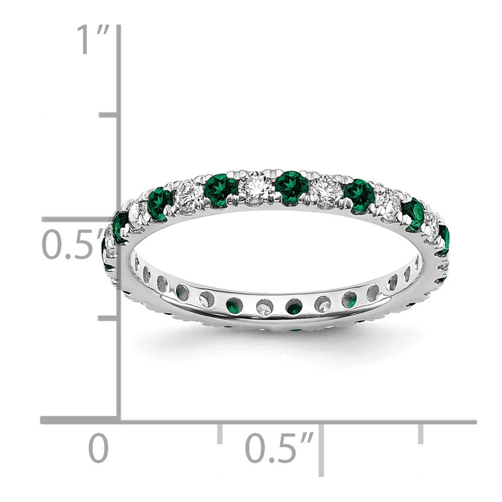 14k White Gold 1/2 carat Lab Grown Diamond VS/SI+ G+ and Lab Created Emerald Size 7.5 Eternity Band