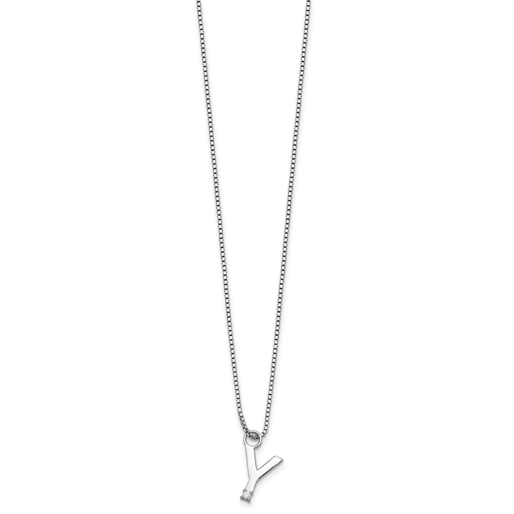 White Ice Sterling Silver Rhodium-plated 18 inch Diamond Letter Y Initial Necklace plus 2 inch Extender 18 Inches