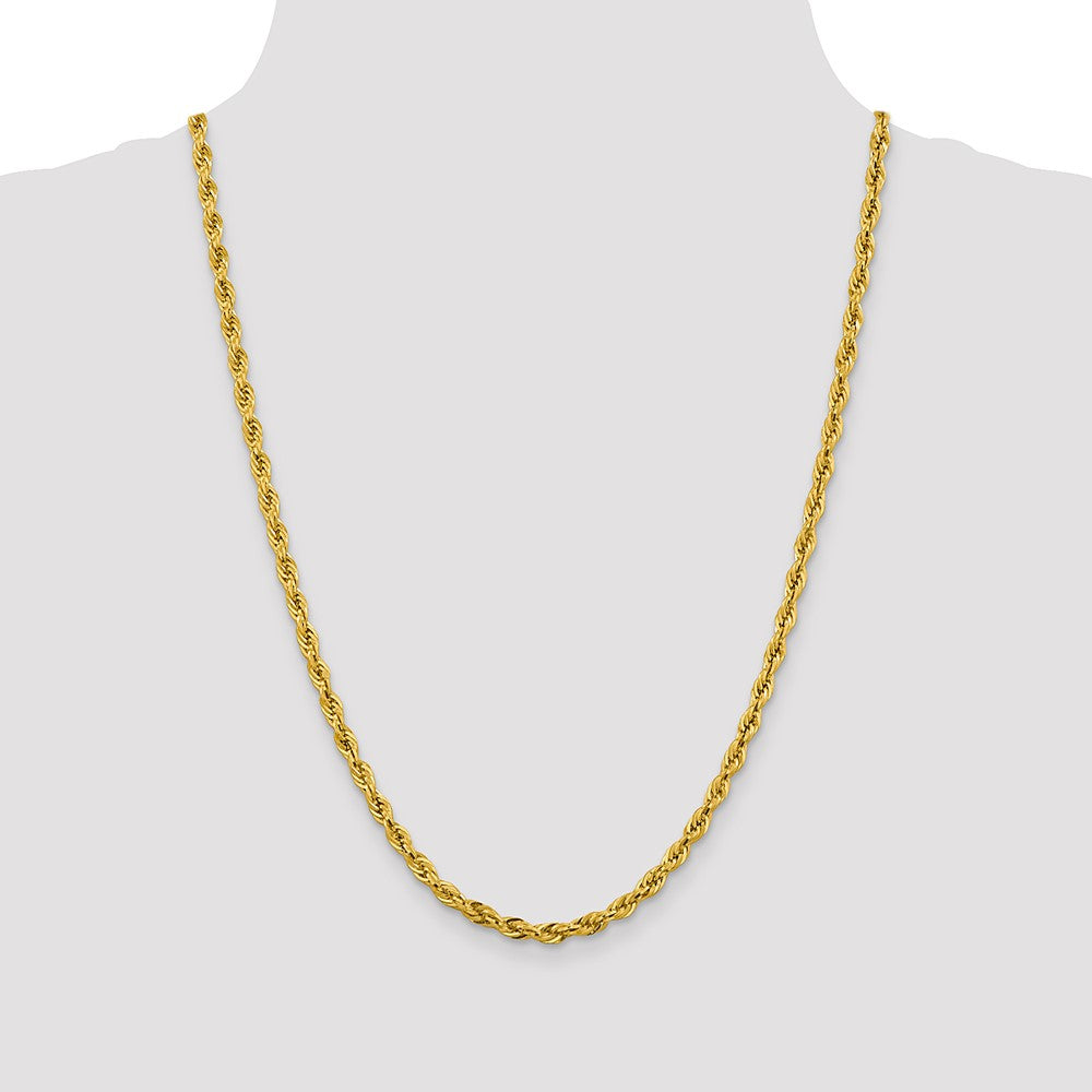 14K 24 inch 4.25mm Semi Solid Rope with Lobster Clasp Chain