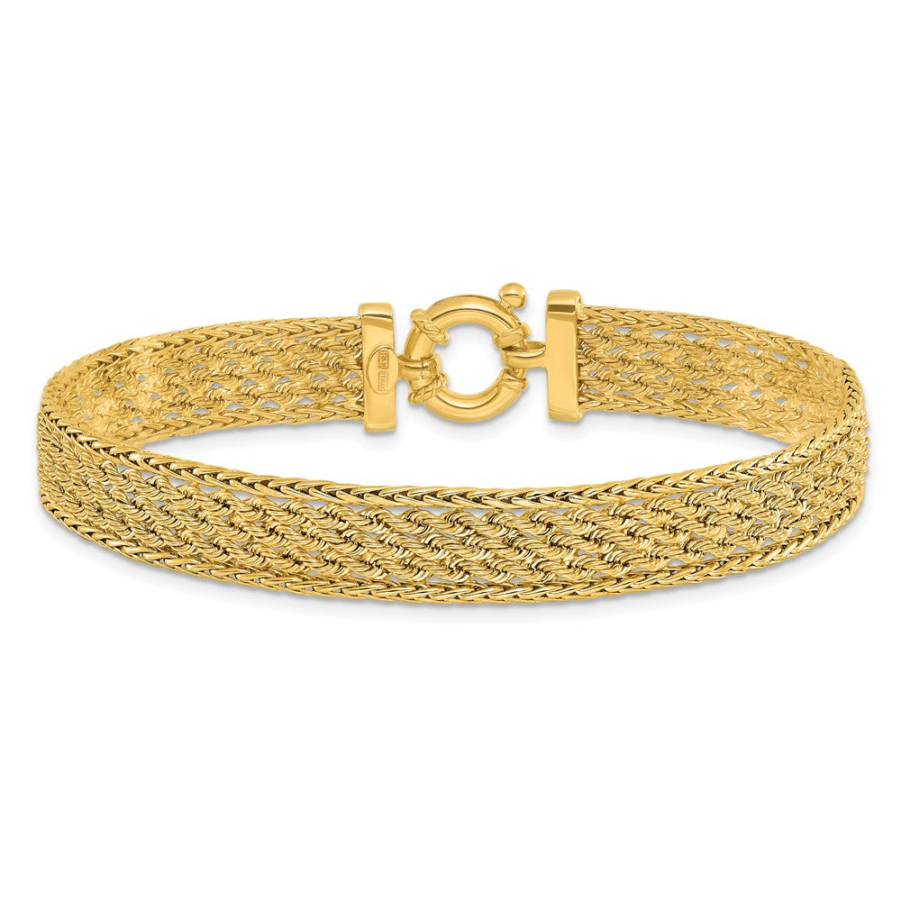 14K Polished and D/C Fancy Woven Bracelet 7.5  inches