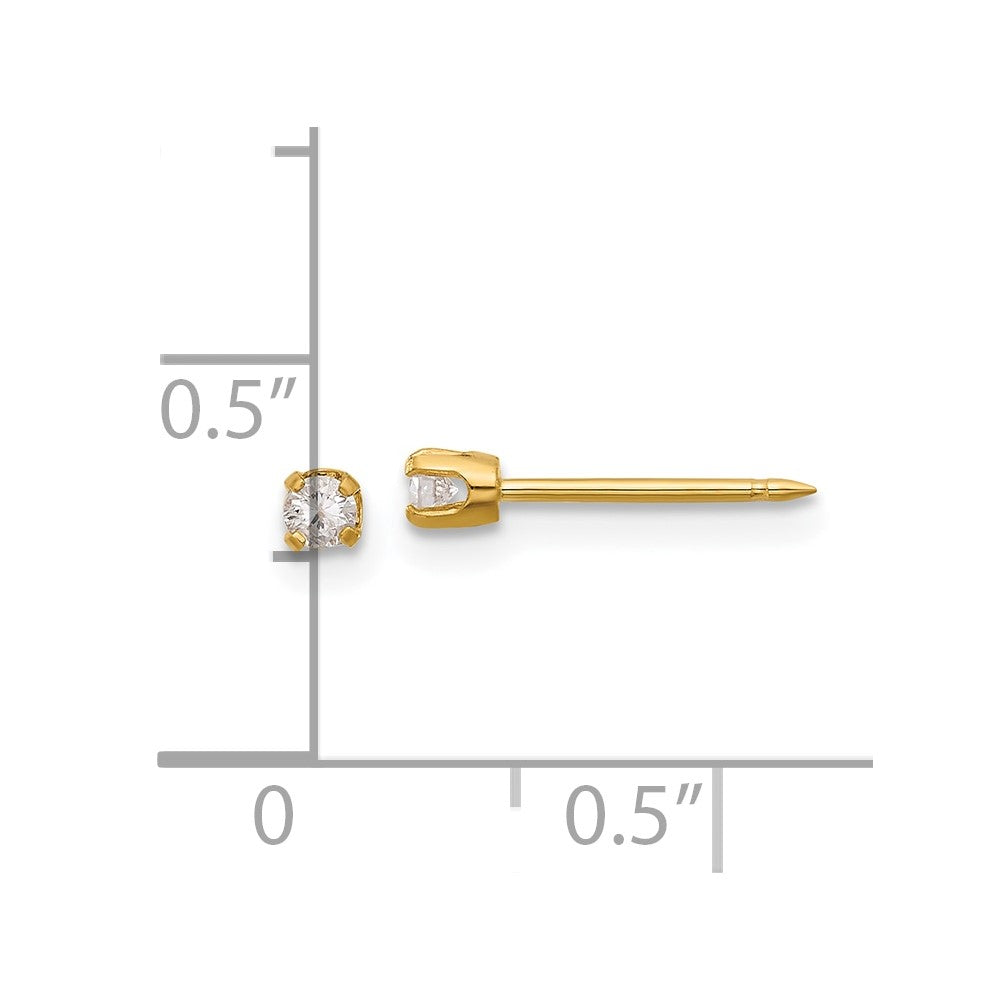 Inverness 14K Gold Polished 2.5mm .10ct Diamond Stud Post Piercing Earrings