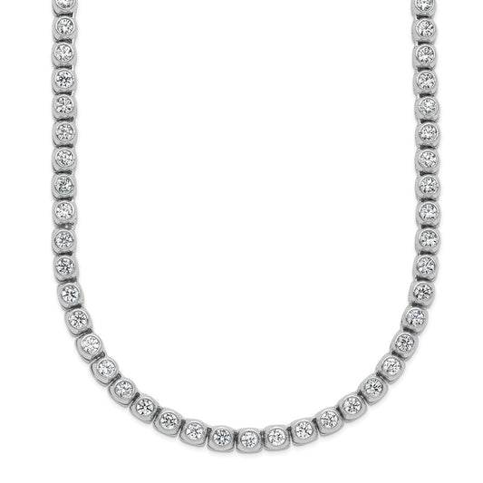 Sterling Shimmer Sterling Silver Rhodium-plated Bezel Set 2.5mm CZ 125 Stone 20 inch Necklace 20 Inches