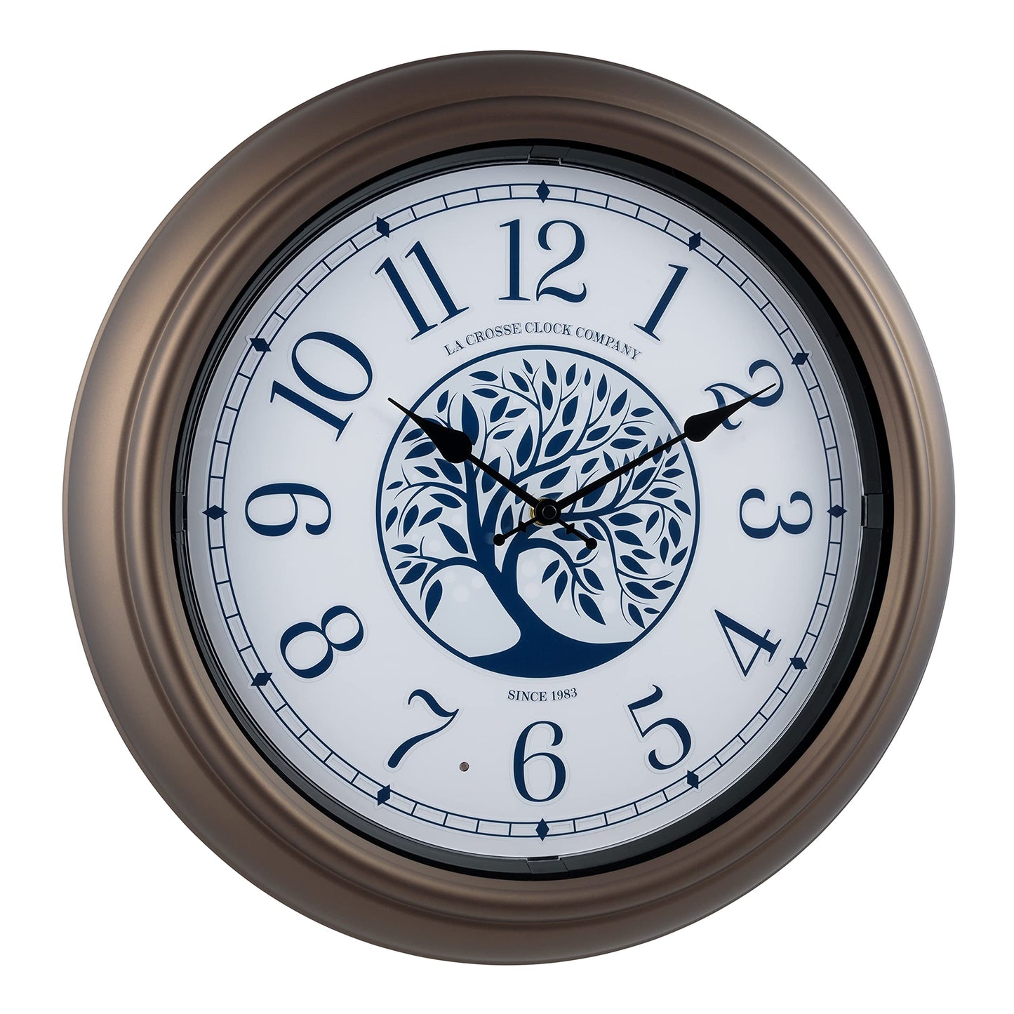 La Crosse Clock 18 inch Indoor/Outdoor Bronze Lux Lighted Dial Quartz Analog Clock, 403-3246BR