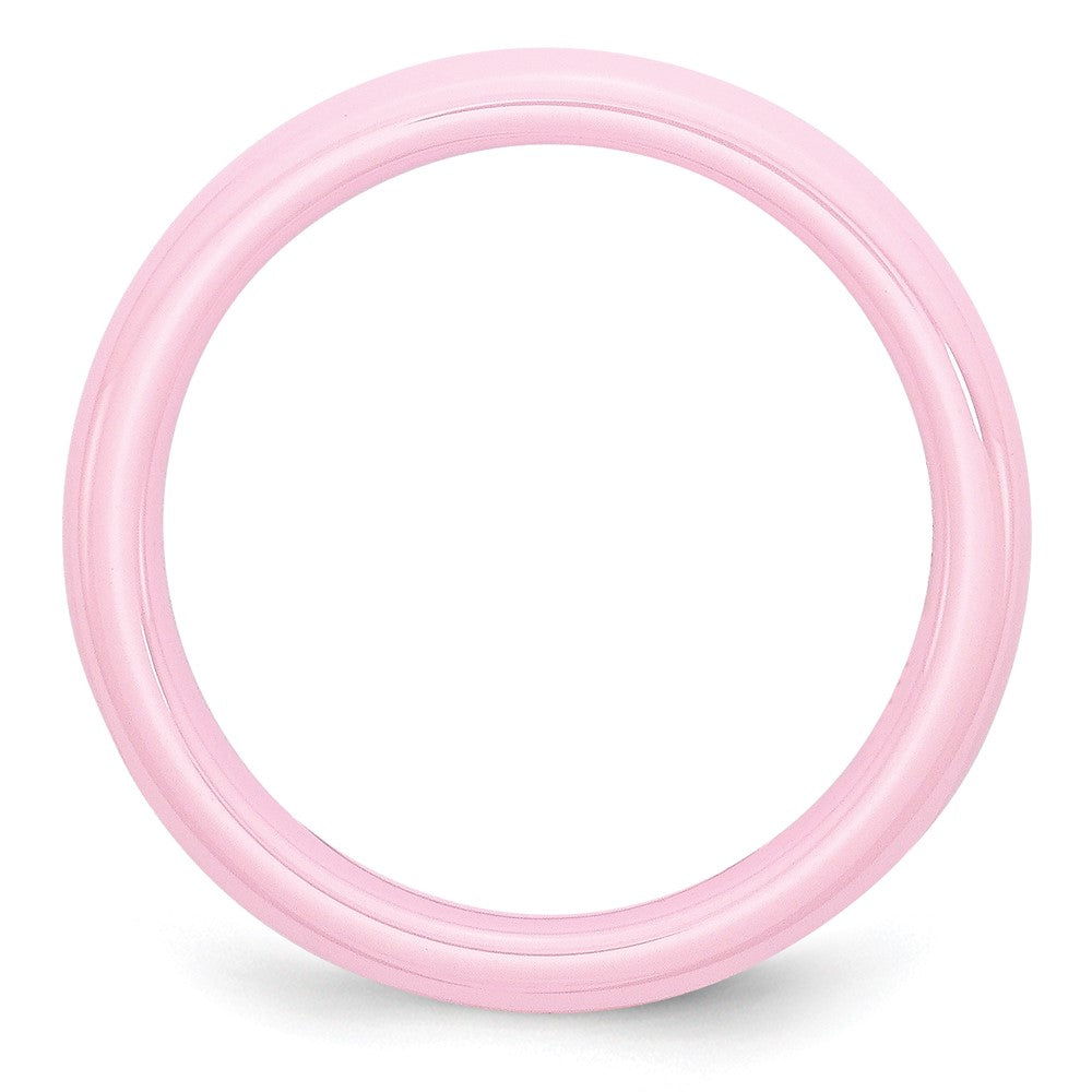 Ceramic Pink 4mm Polished Band Size - 6.5