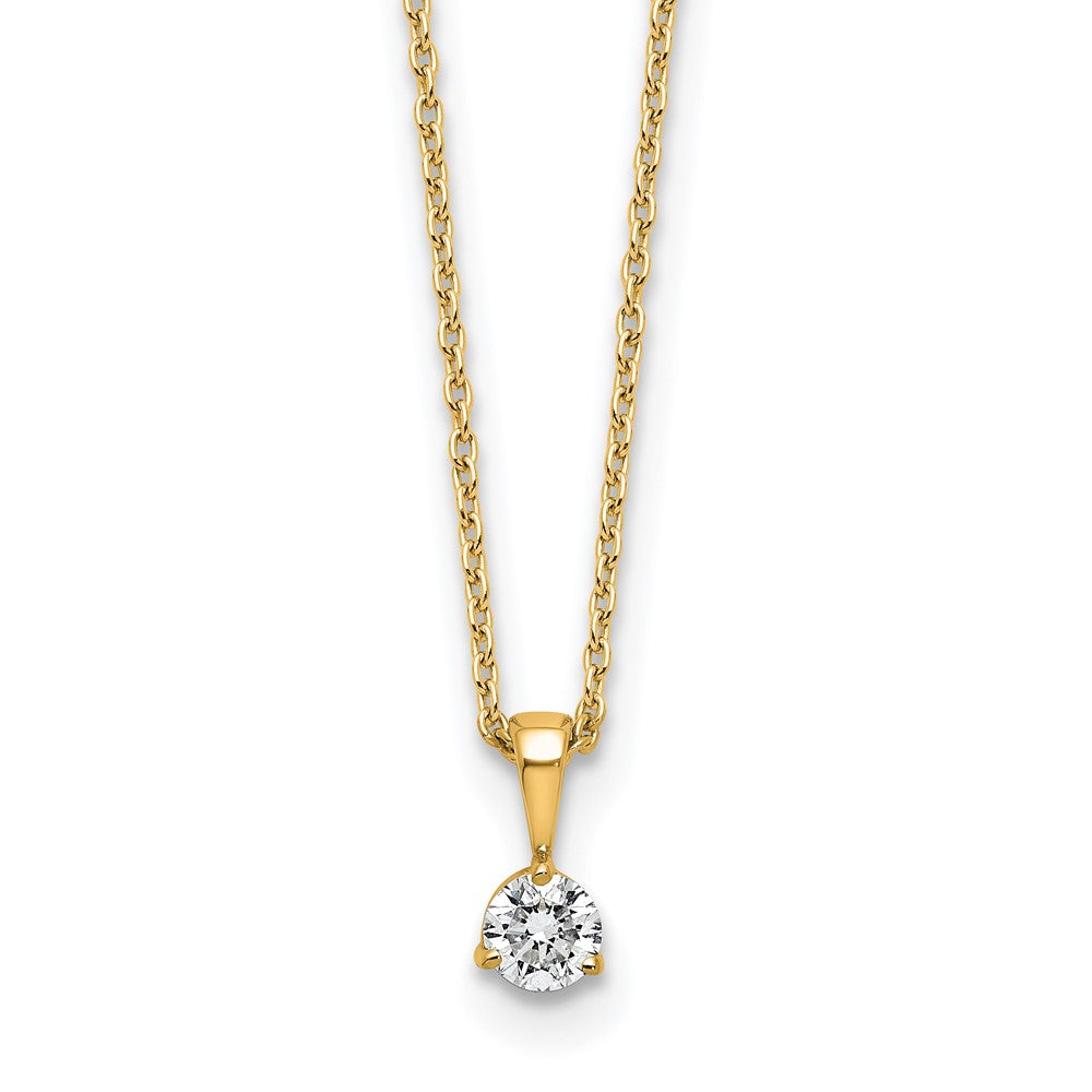 14k 1/5 carat Lab Grown Diamond VS/SI+ G+ Three Prong 18 inch Solitare Pendant Necklace
