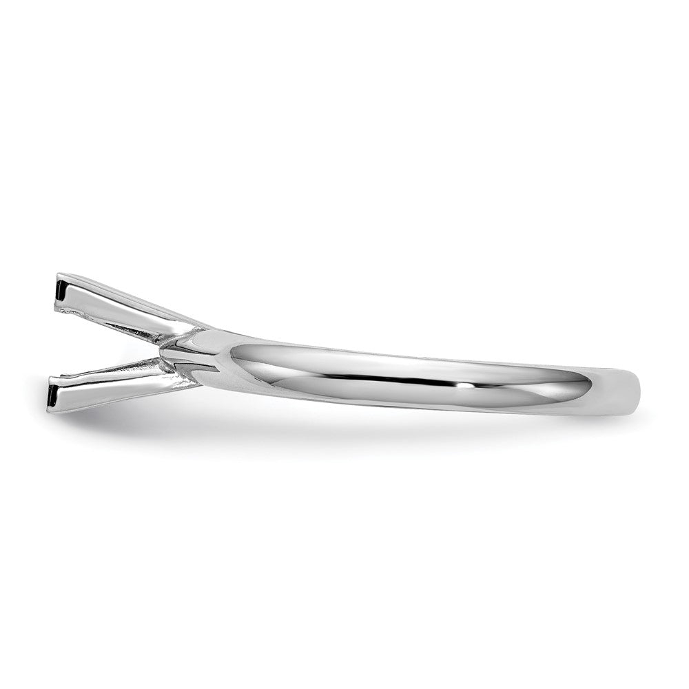 14k White Gold 7mm Medium-Weight Comfort-Fit V-End Princess Solitaire Ring Mounting