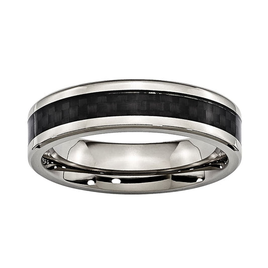 Titanium 6mm Comfort-fit w/Black Carbon Inlay Band
