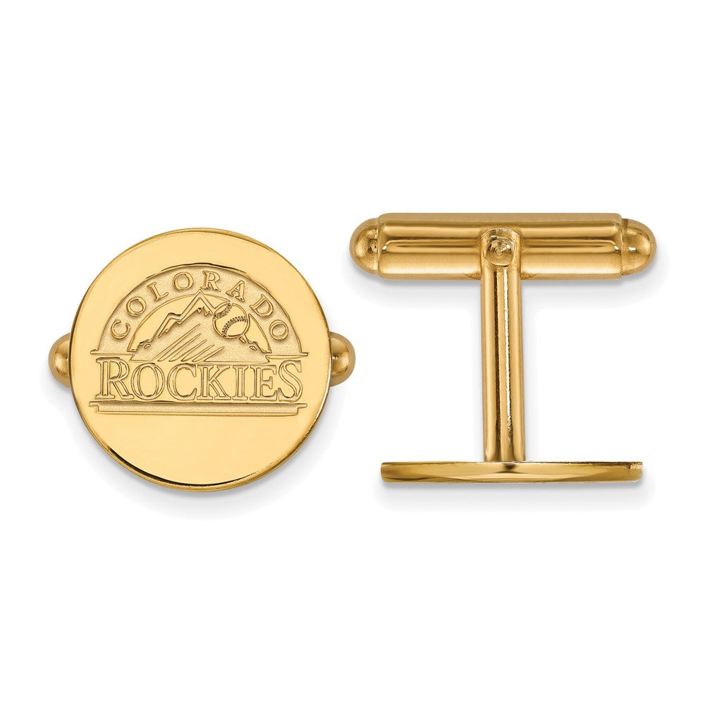 Sterling Silver Gold Plated Major League Baseball LogoArt Colorado Rockies Cuff Links