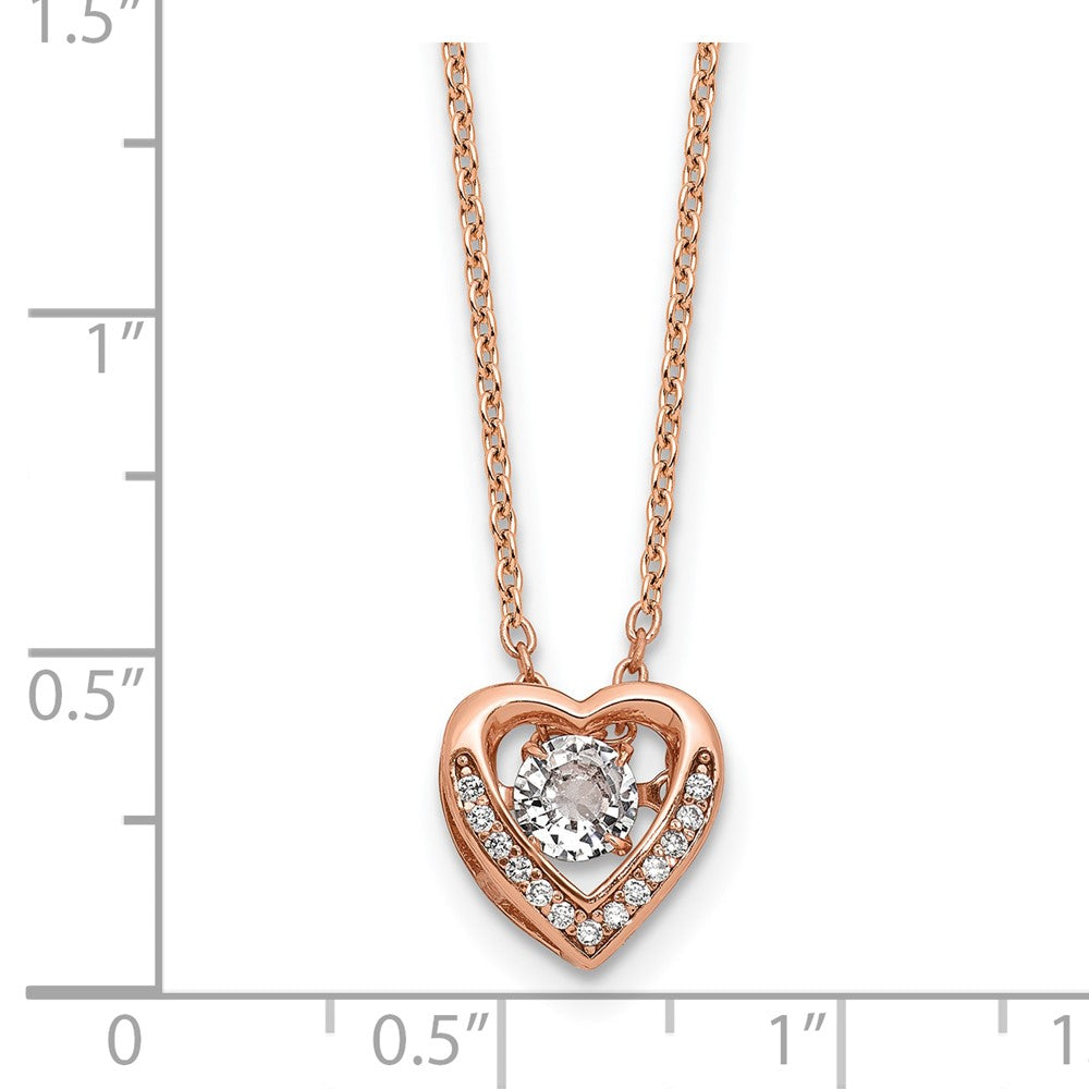 Cheryl M Sterling Silver Rose Gold-plated Polished Vibrant CZ Heart Necklace 18 Inches