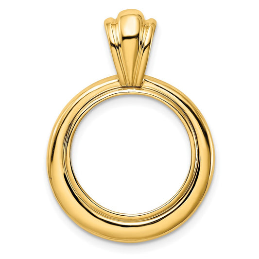 Wideband Distinguished Coin Jewelry 14k Polished Concentric Circle 16.5mm Prong Coin Bezel Pendant