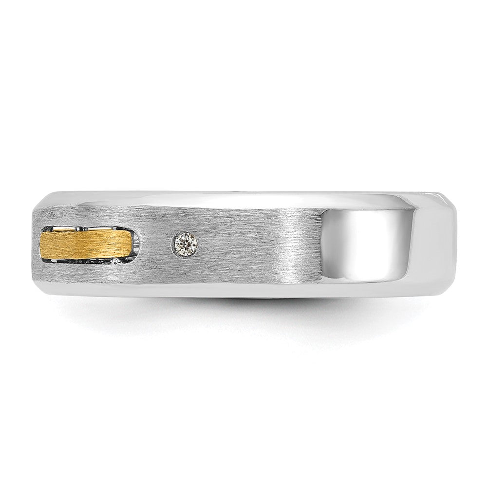 14k Two-tone IBGoodman Men's Polished and Satin Diamond Complete Ring Size 10