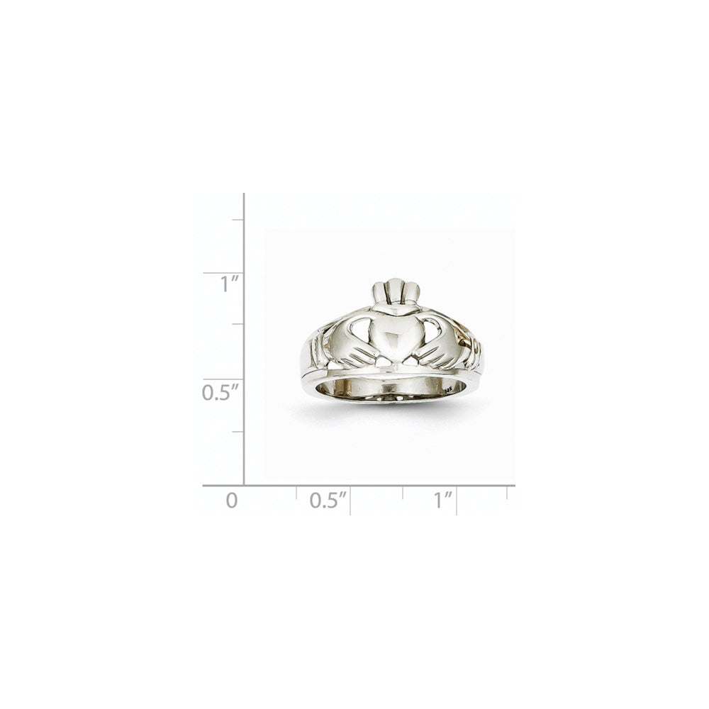 14k White Gold Ladies Claddagh Ring Size 6.5