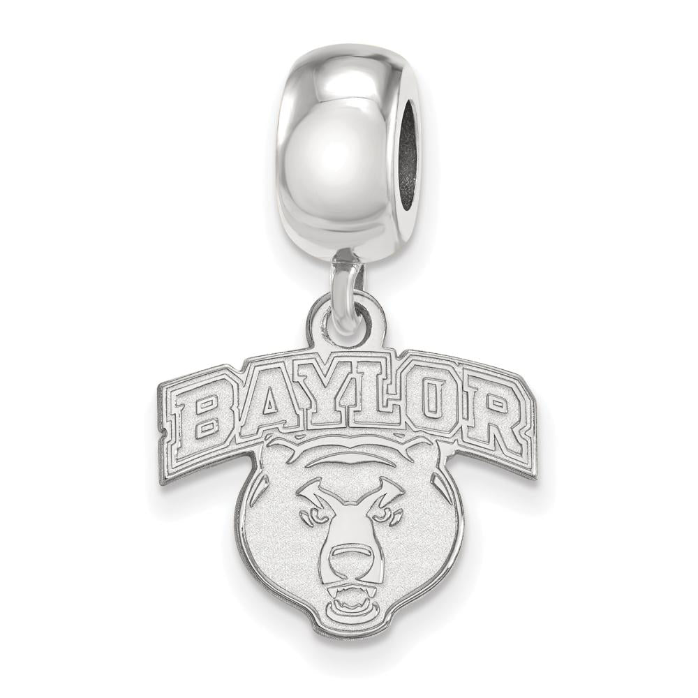 Sterling Silver Rhodium-plated LogoArt Baylor University Small Dangle Bead Charm