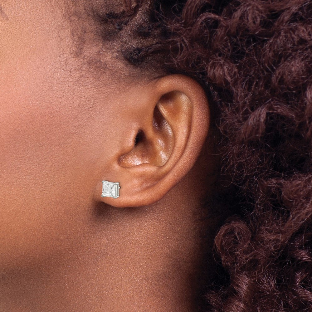 Sterling Silver Rhodium-plated Polished CZ Three Star Ear Climber Earrings