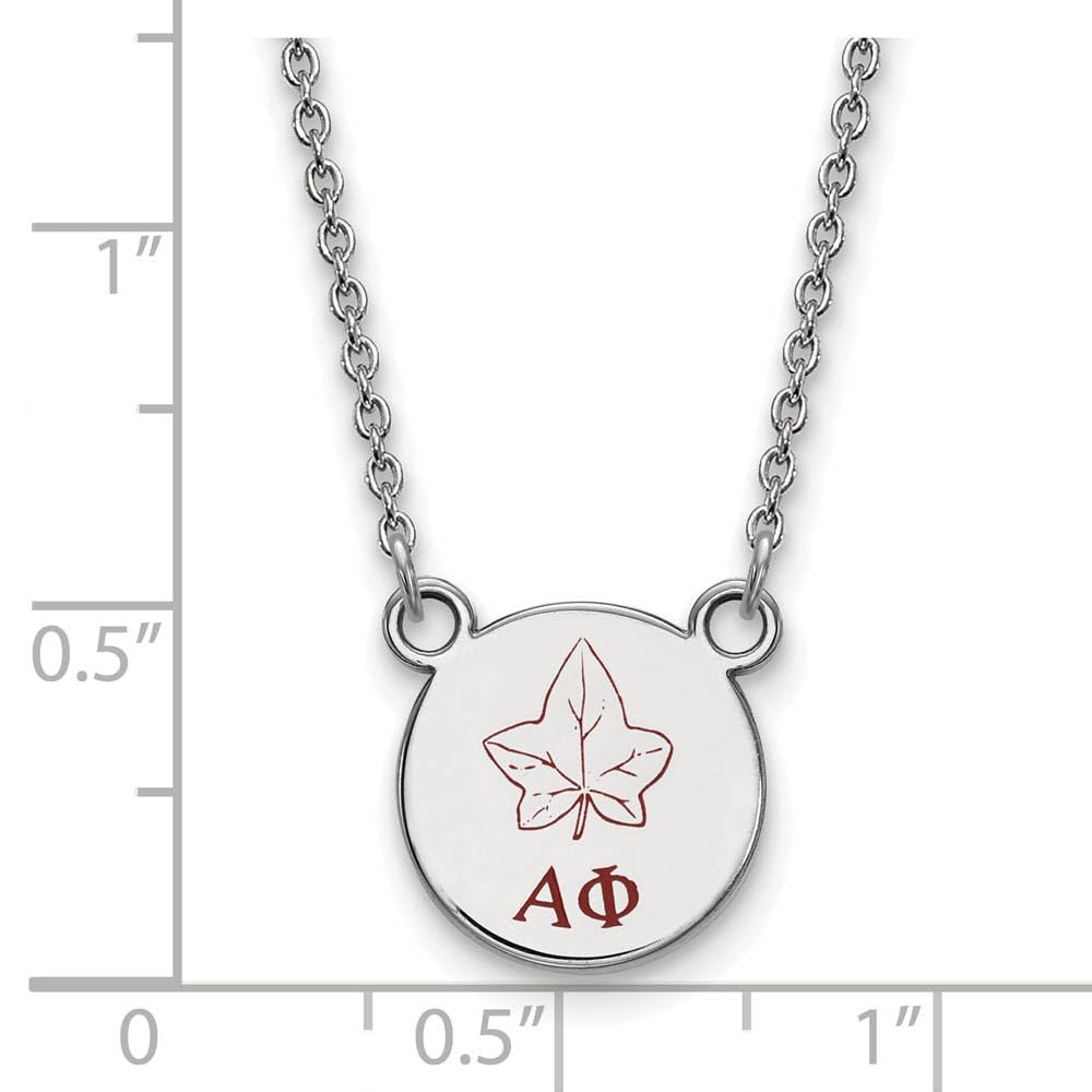 Sterling Silver 18in Official Licensed Greek Sororities Alpha Phi (??) XS Enamel Pendant w/Necklace