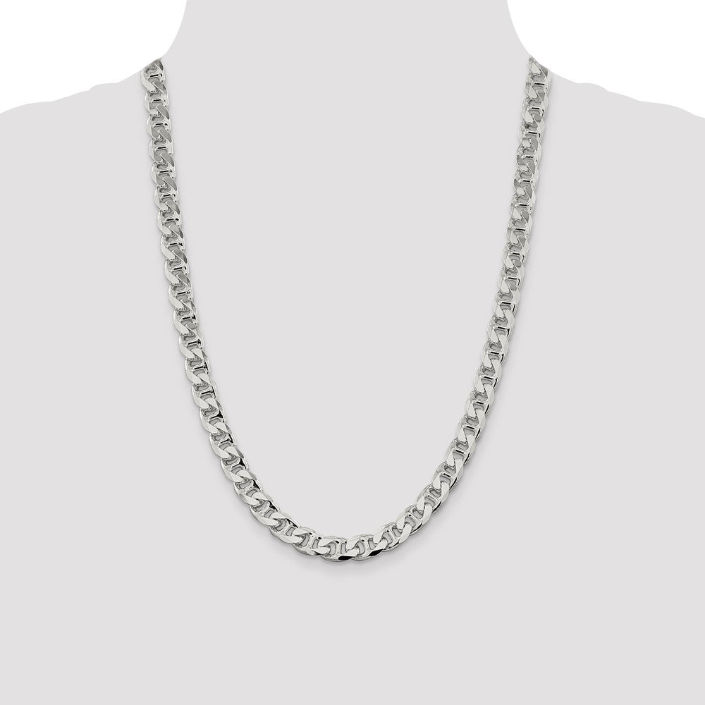 Sterling Silver 9mm D/C Flat Anchor Curb Chain 24 Inches