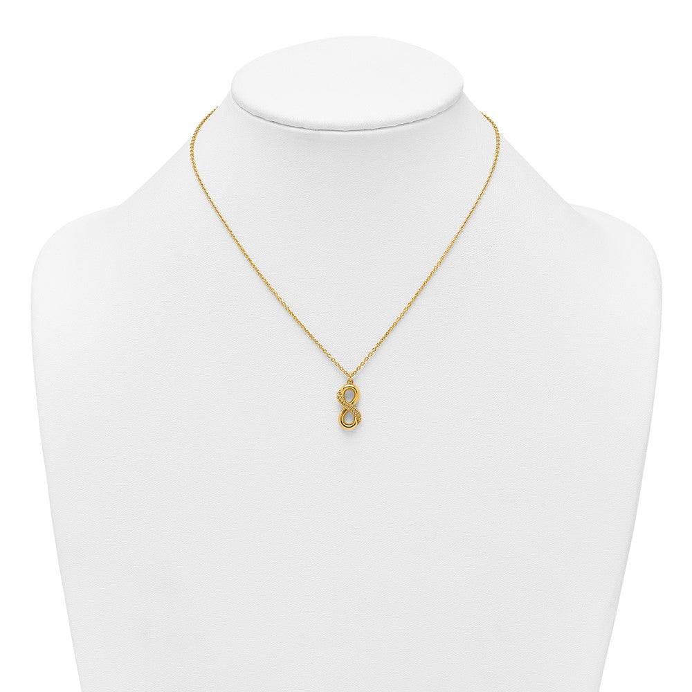 Sterling Silver Gold-tone Polished and Textured Infinity 16 inch Necklace