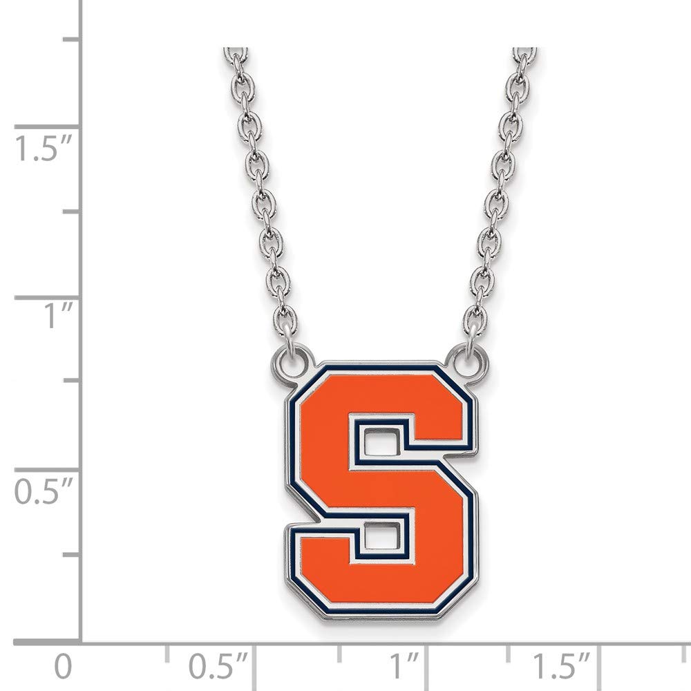 Sterling Silver Official Licensed Collegiate 18in Syracuse University (SU) Large Enamel Pendant w/Necklace
