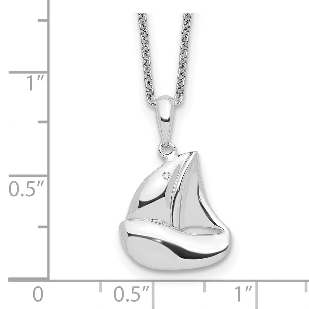 Sentimental Expressions Sterling Silver Rhodium-plated CZ Explore Your World 14in. Necklace with 2in. ext