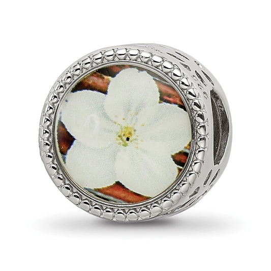 Sterling Silver Reflections Rhodium-plated May Flower Bead