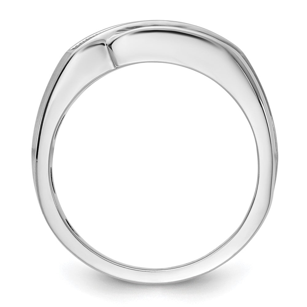 IBGoodman 14k White Gold Polished Satin and Grooved Men's Ring Mounting