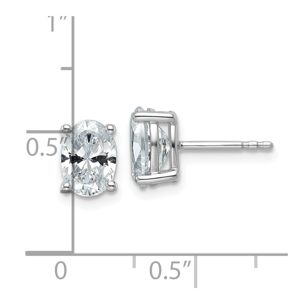 14k White Gold 2 carat Lab Grown Diamond VS/SI+ G+ Complete Oval Four Prong Stud Earrings