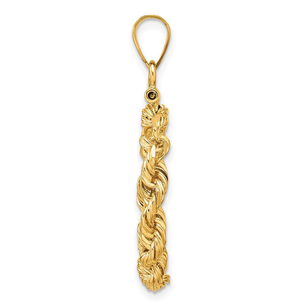 Wideband Distinguished Coin Jewelry 14k Polished Rope and Diamond-cut 16.5mm x 1.35mm Screw Top Coin Bezel Pendant