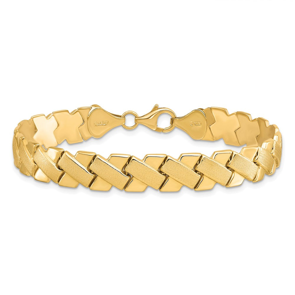 10K Polished and Brushed Fancy Bracelet 7.5  inches