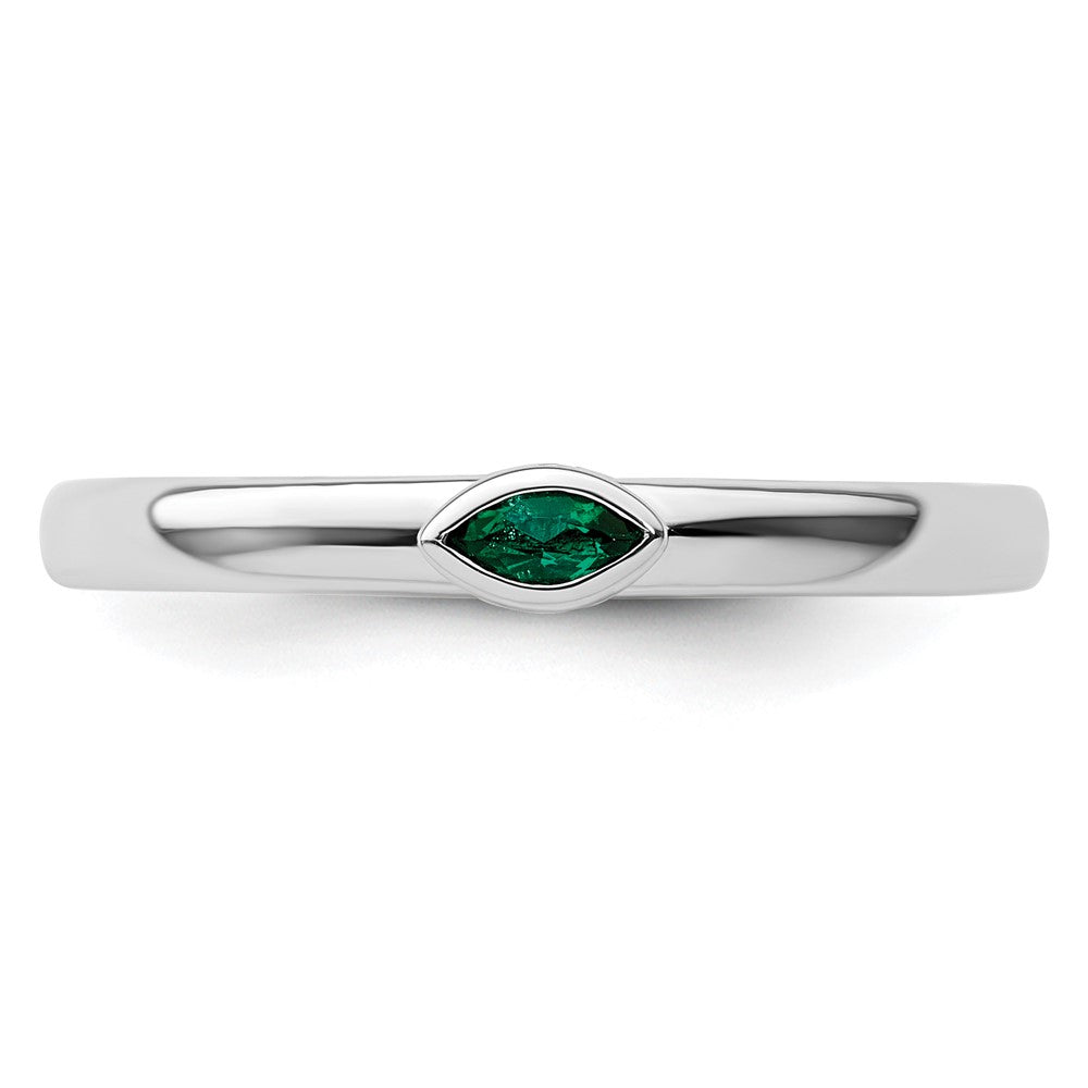 Sterling Silver Stackable Expressions Created Emerald Ring Size -5