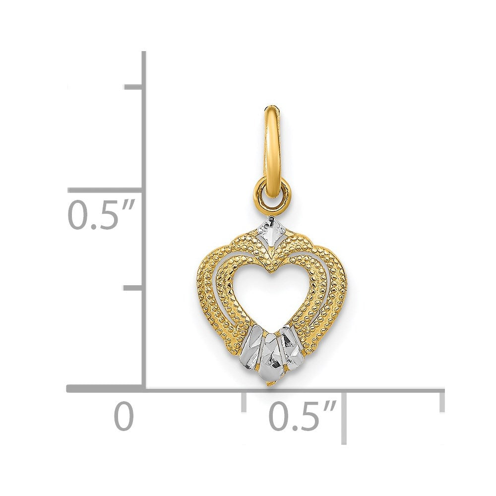 14k w/Rhodium Mini Heart Charm