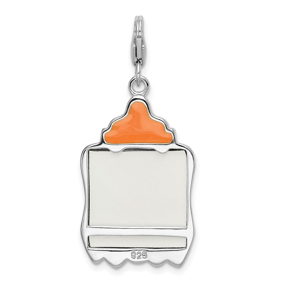 Amore La Vita Sterling Silver Rhodium-plated Polished Enameled Baby Picture Frame Charm with Fancy Lobster Clasp